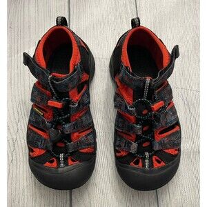 Red & Blue Keens Keen Boy Water Shoes Hiking Sandals, Size Youth 13